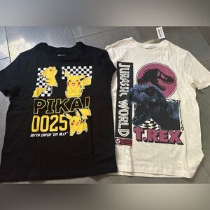 Pokemon & Jurassic World T Shirt Bundle Large, Boys, Old Navy New